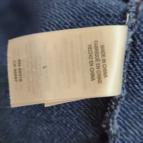 Lucky Brand Indigo Hoodley Mens Large L Blue Hoodie Pullover Chambray Shirt GG12 - Picture 5 of 7